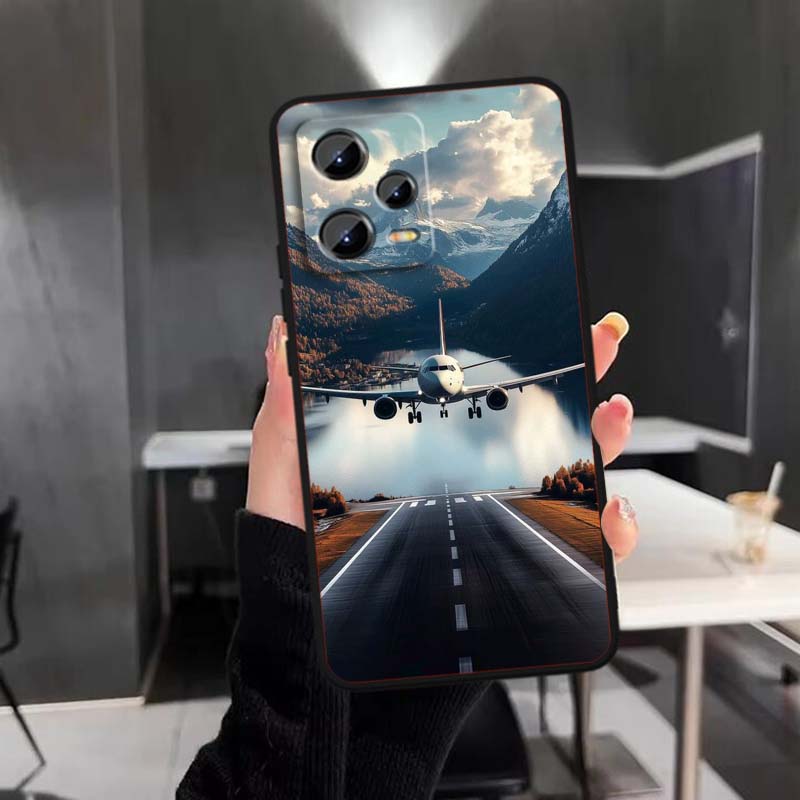 Модный рисунок самолета Для Xiaomi Redmi Note 15 14 13 12 12S 11E 11 11S Pro Plus 4G 5G Черный Мягкий ТПУ Чехол для телефона