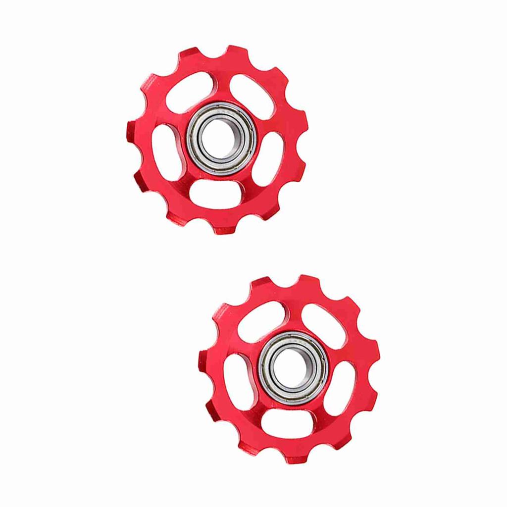 2 шт. алюминиевый 11T ролик заднего переключателя передач для велосипеда(красный)