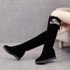 Footwear Winter Knee High Shaft Heels Shoes for Woman Wedge Heel Long Women's Boots Elegant Heeled Rhinestone Demi-season Boot