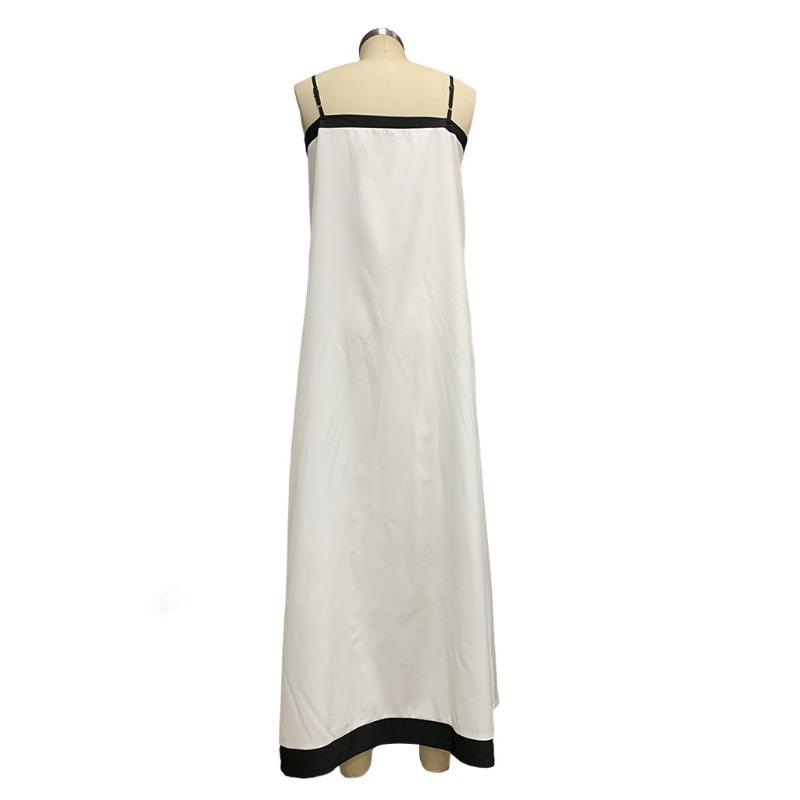 Летнее женское платье Модные цветные блокирующие платья средней длины с лямкой на шее в курортном стиле