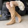 Guangzhou 2025 Autumn and Winter New European and American Retro But Knee Fashion Boots Women's Simple Pointed High Boots