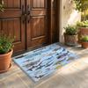 Floor Mat Soft Flannel Rug Non-Slip Absorbent Mat for Bathroom Bedroom Home Decor Whale and Shark Seashells Turtles Octopus Fish