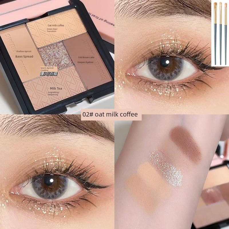 Ebony Rose Eye Shadow Plate 2025 New Arrival Daily Light Makeup Matting Agent Color System Earth Color Low Saturation Pearl Thin and Glittering