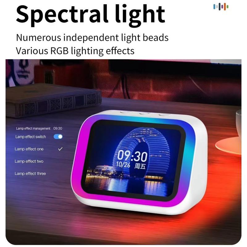 Умная Bluetooth 5.4 колонка с RGB-подсветкой, умный будильник, голосовой помощник, сенсорный экран, светодиодный дисплей погоды