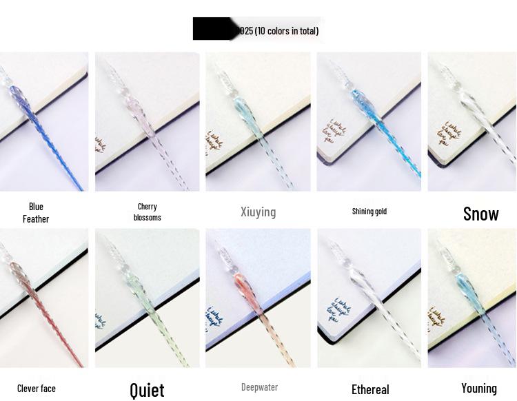 Colored Glass Dip Pen Gift Box - Signature & Creative Swatch Pen