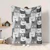 1Pc Abstract Cat Blanket Soft And Comfortable Casual Warm Camping Travel Christmas Halloween Xmas Gift M924183