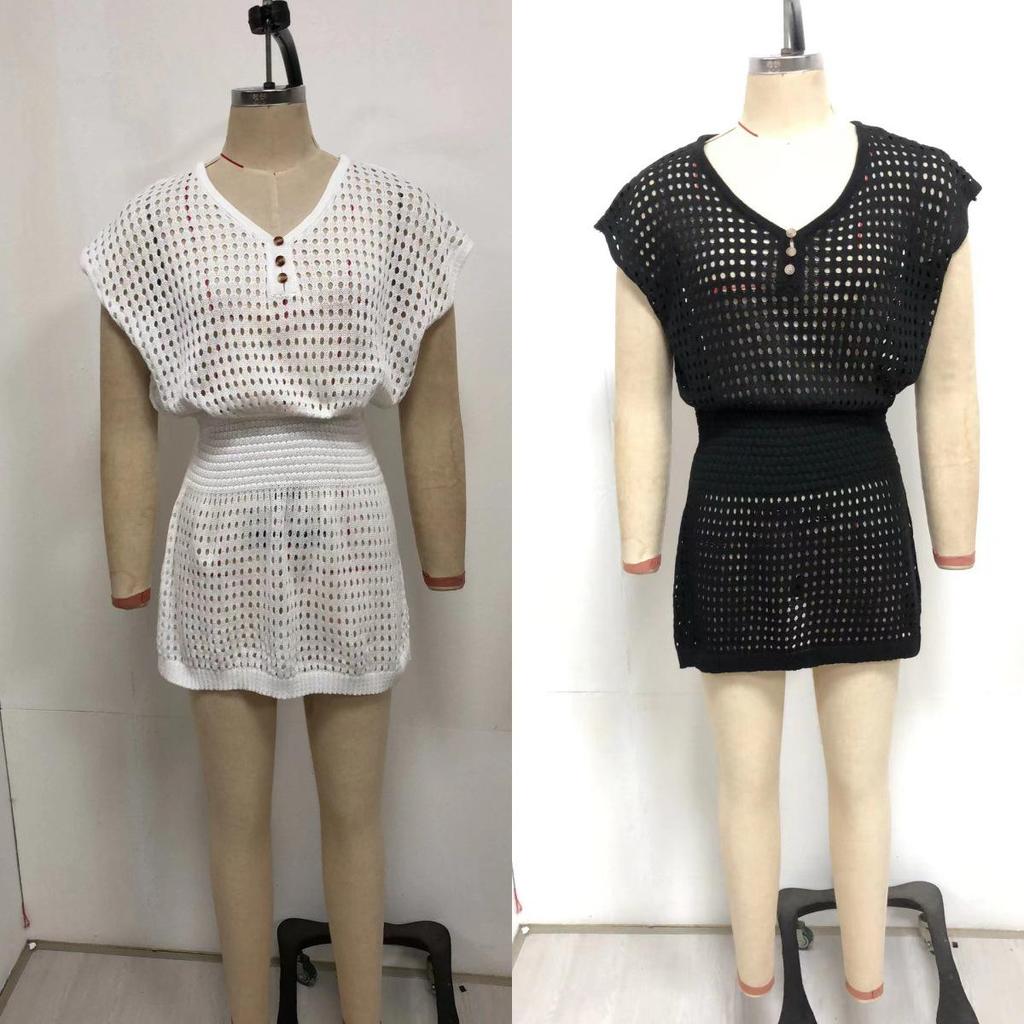 2024 New European & American Crochet Beach Cover-Up Dress