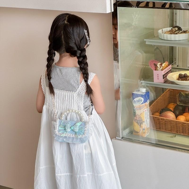 Модная Мини-сумка на плечо для детей с милым дизайном в виде банта и модным цепочным ремешком