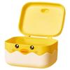 Animal Portable Drain Soap Box with Lid Case Holder Little Yellow Duck Cute Dish for Shower