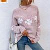 Women's Snowflake Knit Sweater with Half Turtleneck for Autumn and Winter