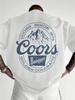 Футболка с круглым вырезом Темно-синяя Coors Mountains с текстовыми принтами Повседневная для путешествий Мужская и женская Хип-хоп Стильный универсальный топ - Модный в Instagram