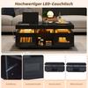 100x50x43cm Black High-Gloss Coffee Table, with LED Lights Controllable, Mobile App, Living Room Table with Cabinet, Sofa Table with Charging Port And