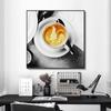Холст Картина Золотая пшеничная кофейная чашка Черно-белые пейзажные постеры и принты Настенное искусство для кухни Кафе Ресторан Декор