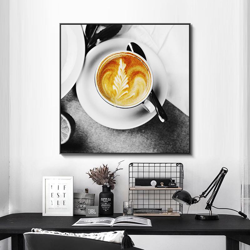 Холст Картина Золотая пшеничная кофейная чашка Черно-белые пейзажные постеры и принты Настенное искусство для кухни Кафе Ресторан Декор