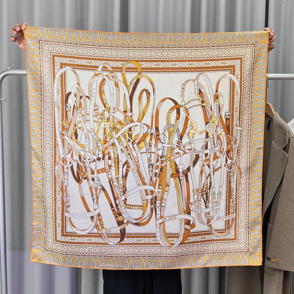 Шелковый твиловый шарф Silk Road в черно-белом французском стиле для весны/лета