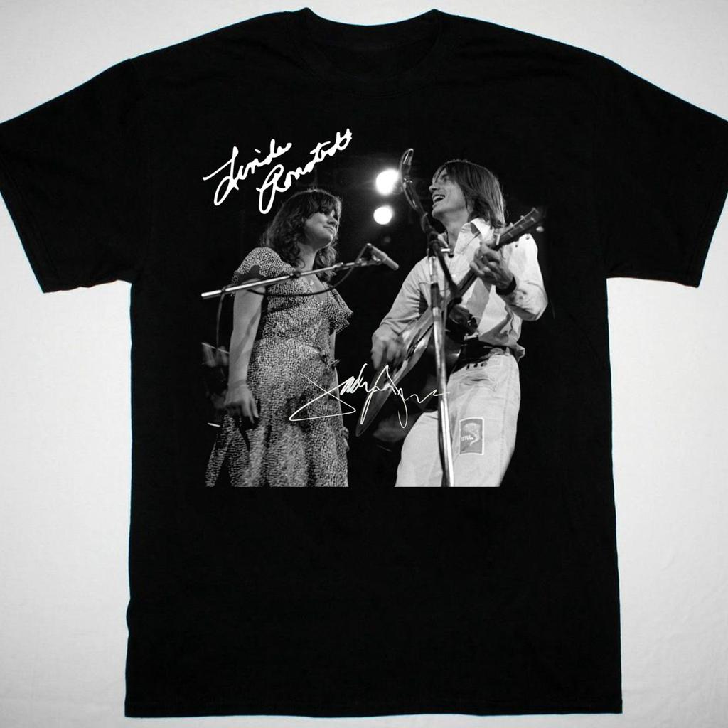 Jackson Browne Linda Ronstadt in concert siganed T-shirt black Tee S-5Xl