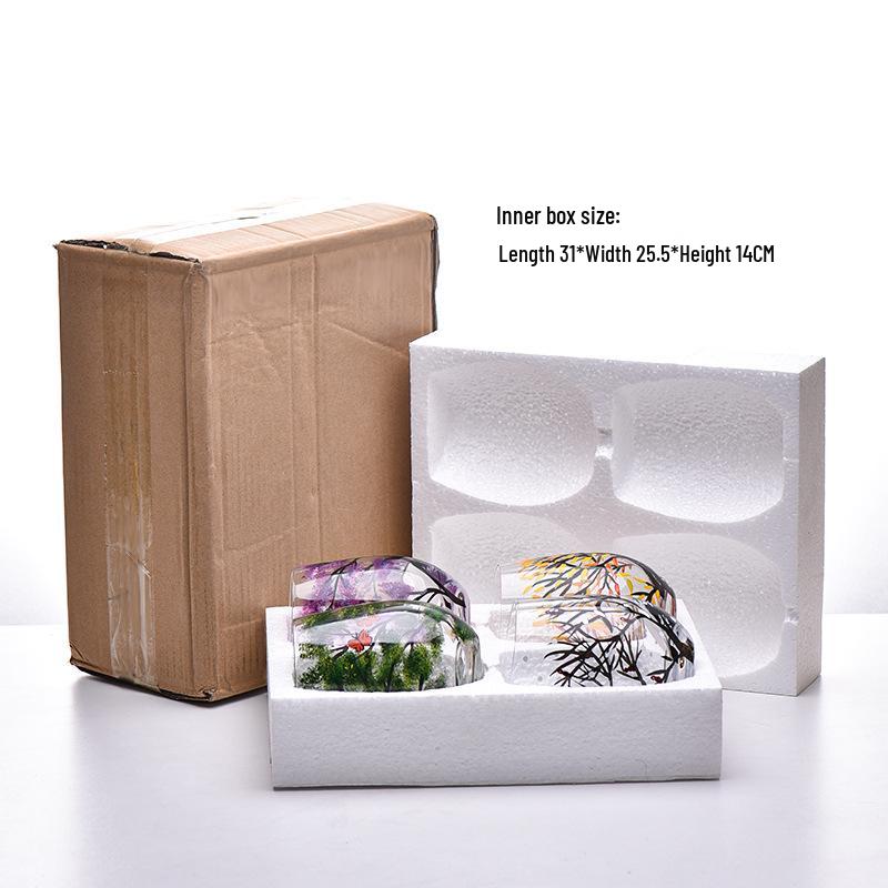 Набор расписных хрустальных бокалов и подставок для яиц «Четыре сезона»