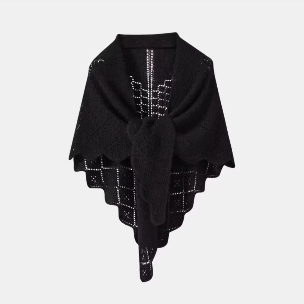 Полый вязаный платок Простой тонкий верхний слой Пальто Тренд Треугольный шарф Шаль Весна Осень