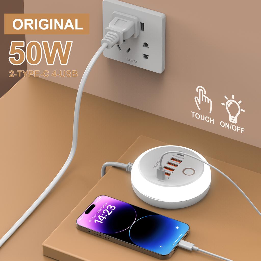 50 Вт Многопортовое USB-зарядное устройство Сетевой фильтр Розетка Быстрая зарядка Дорожное зарядное устройство для iPhone Samsung Xiaomi Quick Charge Адаптер для телефона