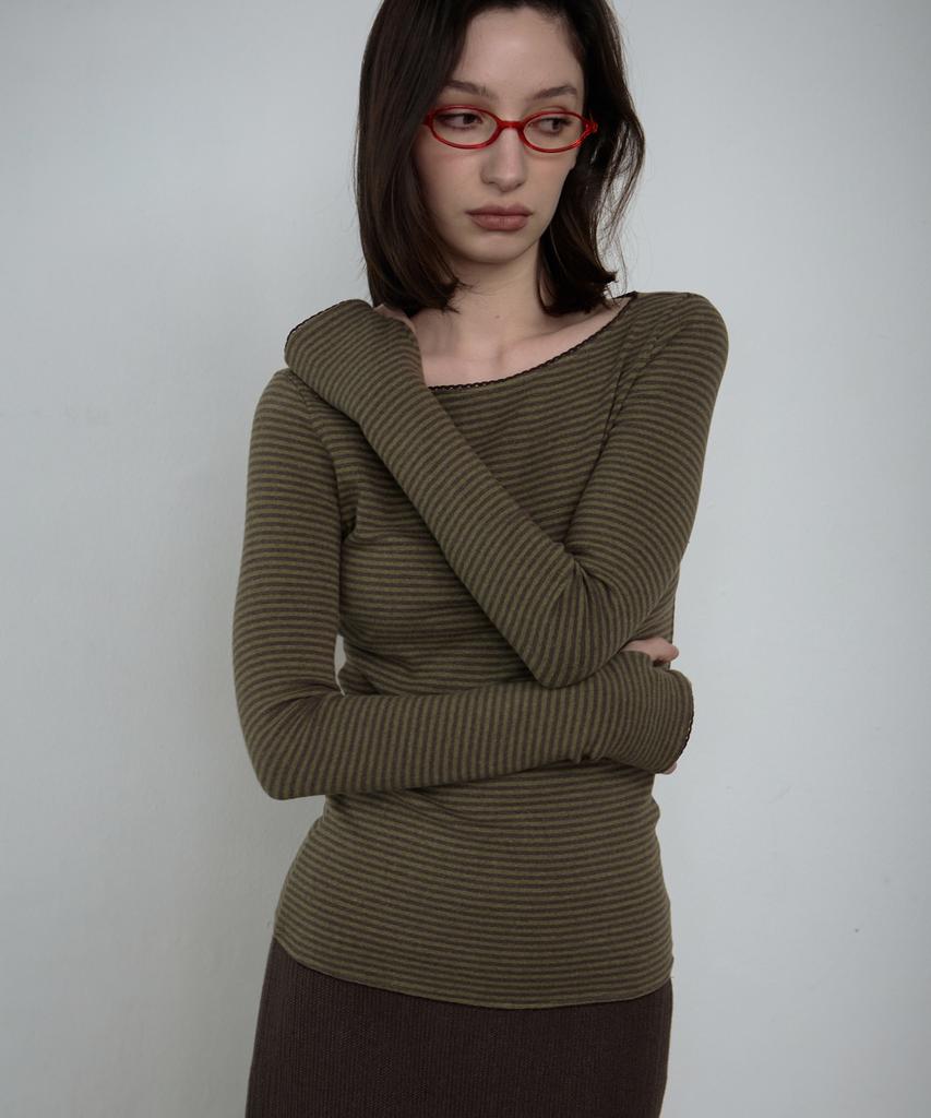 LMOOD WOMEN Manon Stripe T-Shirt Pistachio