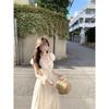 Bubble Sleeve Waist Dress Casual Elegance Charm High Temperament Long Dress A-shaped Dress Women's Summer