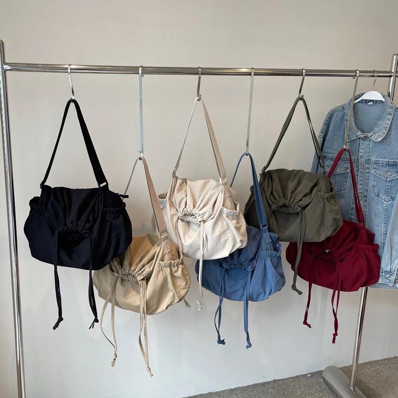 Женская сумка из нейлона на молнии, повседневная, простая, через плечо, универсальная, дорожная сумка, однотонная, мягкая