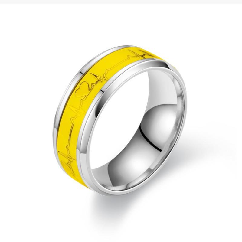 Светящееся кольцо для пары из титановой стали в форме сердца - Европейская и американская трендовая бижутерия