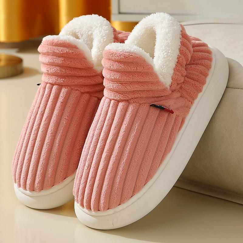 Fashion Unisex Home Men Cotton Slippers  Winter Plus Size 36-47 Casual Plush Shoes Warm Velvet Sneakers Men Women Snow Boots 2024