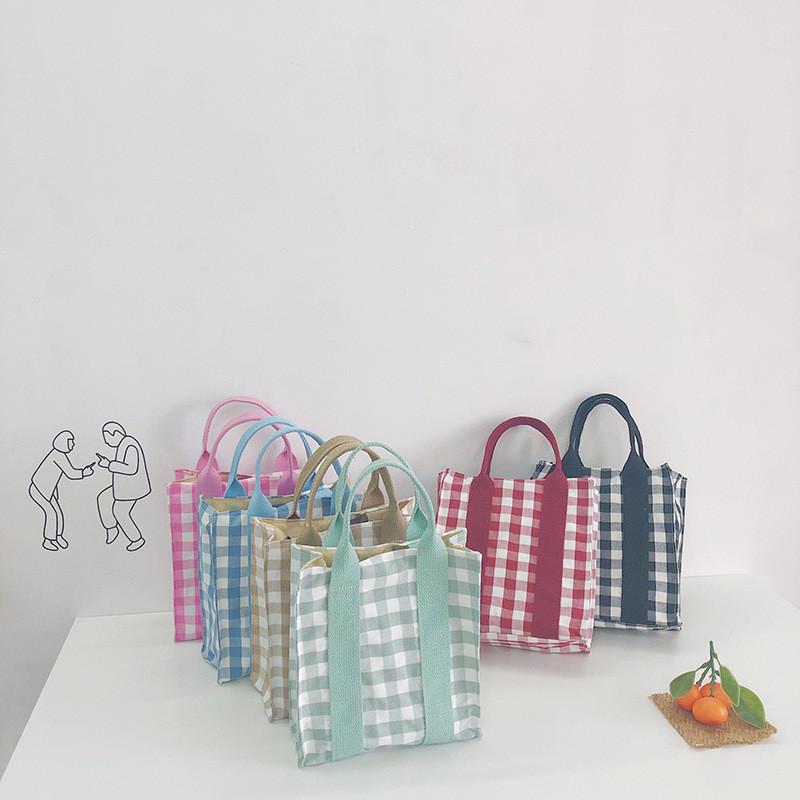 Trendy Children's Shoulder Bag Versatile Plaid Canvas Crossbody Bag For Kids