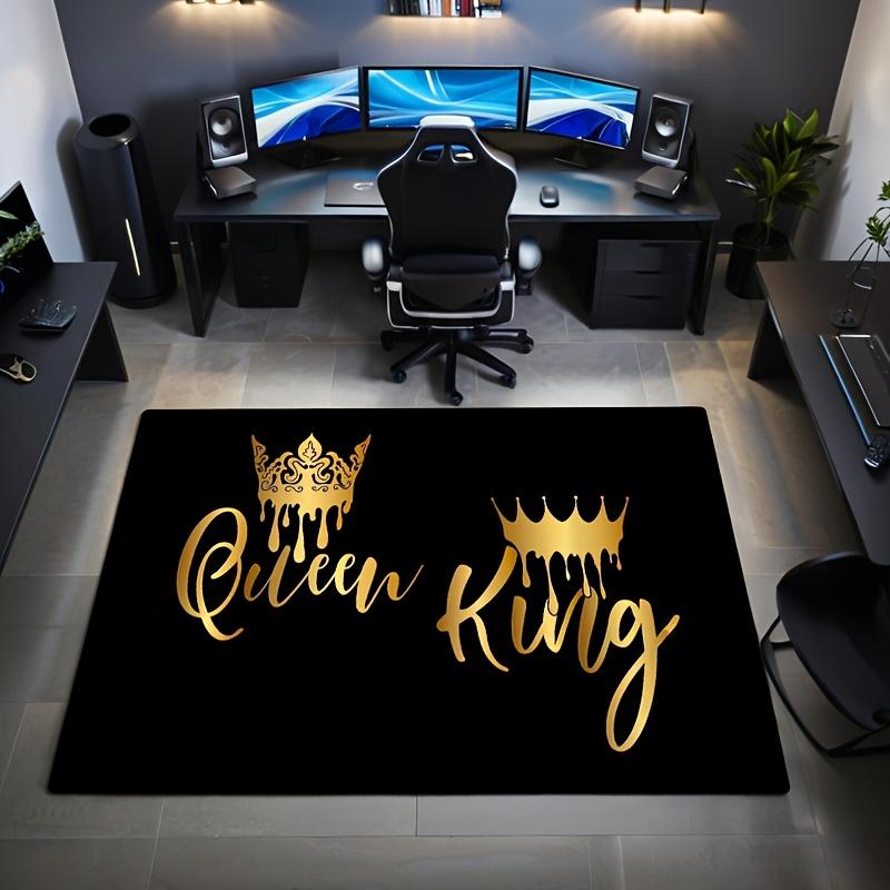 King and Queen Crown Design Polyester Area Rug - 100% Crystal Velvet Plush Floor Mat for Home Decor,Ideal for Bedroom,Living Room,Kitchen,Ba