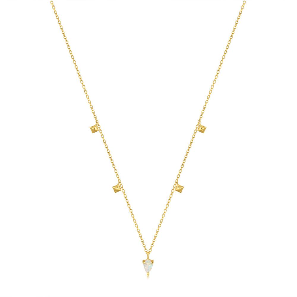 Стильное и простое Ins-стиль серебро 925 пробы, многослойное ношение, тетрагональная звезда, опал, инкрустированное бриллиантами, женское повседневное колье