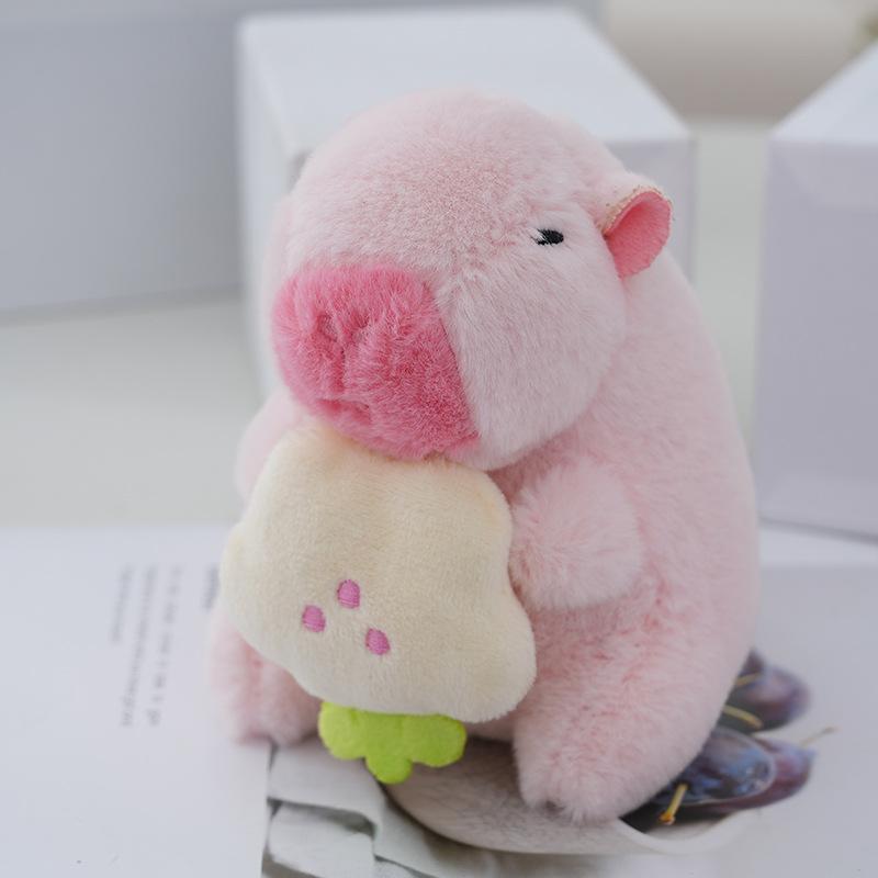 Pink KapiBala Pendant Water Guinea Pig Keychain Bag Pendant Cute Internet Celebrity Plush Toy Doll Ideal For Gift Idea