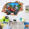 Wallpaper Self-adhesive 3D Broken Wall Small Cars Children's Room Decoration Cartoon Cartoon Graffiti Stickers