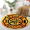 Firefighter Badge with Flame Design Print round rug, living room, bedroom, playroom carpet, non slip floor mat, gift