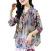 Elegant Vintage Loose Floral Chiffon Blouse for Women, Perfect Summer Top for Moms