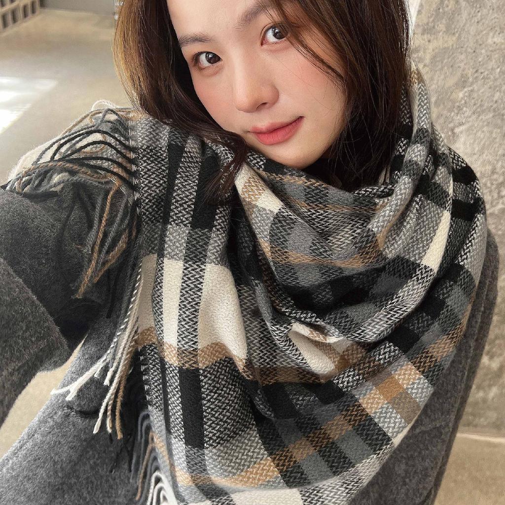 Женские зимние теплые осенние шарфы-накидки Женские пледы Клетчатые шарфы Толстые большие шали