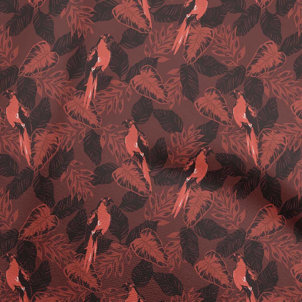 oneOone Ткань Cotton Flex Carmine Red с тропическим и птичьим принтом, ткань для платья, ярд, 40 дюймов