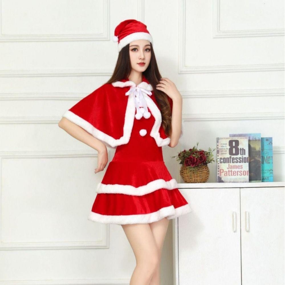 Косплей Шапка Санты Рождественский Наряд Золотой Бархат Рождественский Костюм для Выступлений Ночной Клуб Бар