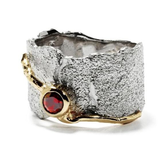 Нерегулярные стразы широкое кольцо для мужчин и женщин красный кубический цирконий кольцо винтажные украшения для нее