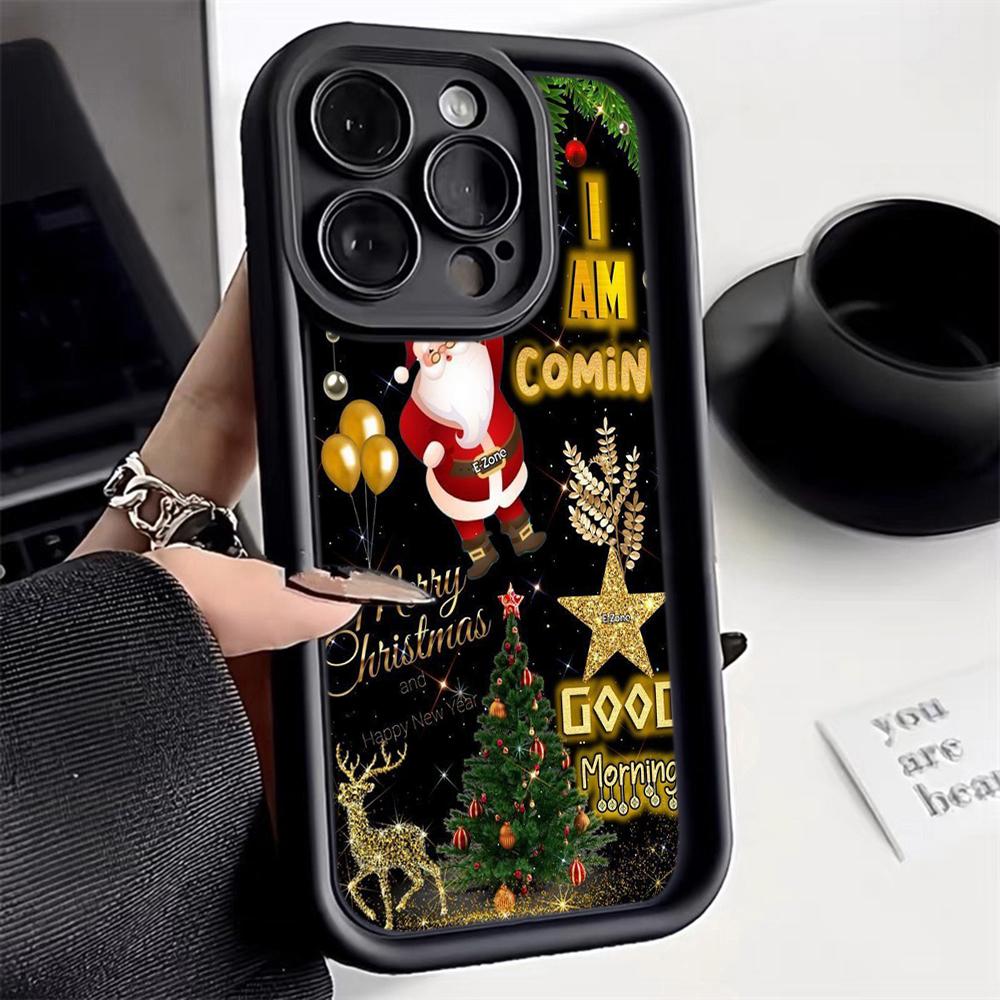 N108 Happy New Year Christmas Desig Soft Angel Eyes Phone Cases for Samsung S23 S24 Ultra S21FE A54 A34 A13 A14 A06 A24 Realme12 OPPO Shockproof Cover