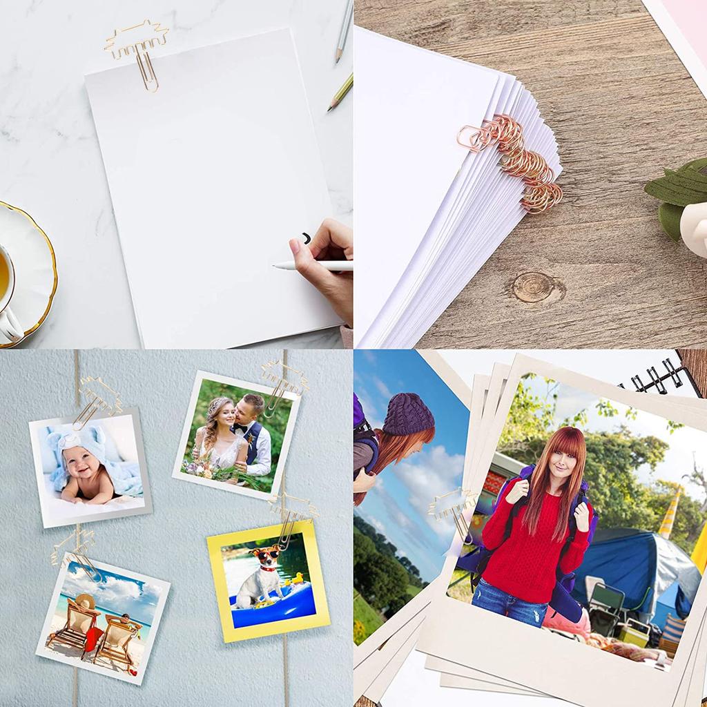 100Pcs Cute Paper Clips Metal Electroplating Multifunction Small Planner Clips with Storage Box for 