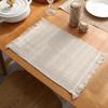 1 Pcs Soft Natural Household Fringed Cotton Linen Napkin Placemats Table Mats Table Decor