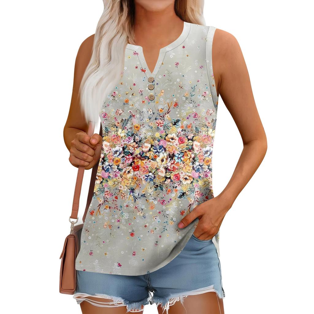 Женский летний жилет, свободный, однотонный, с пуговицами, V-образным вырезом, повседневная рубашка без рукавов