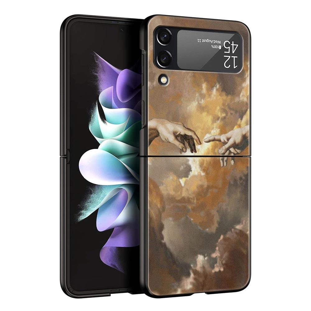 Для Samsung Galaxy Z Flip 3 4 5 Жесткий Черный Складной ПК Чехол для Телефона Мона Лиза Ван Гог Масляная Живопись Искусство Для Samsung Z Flip3 Чехол