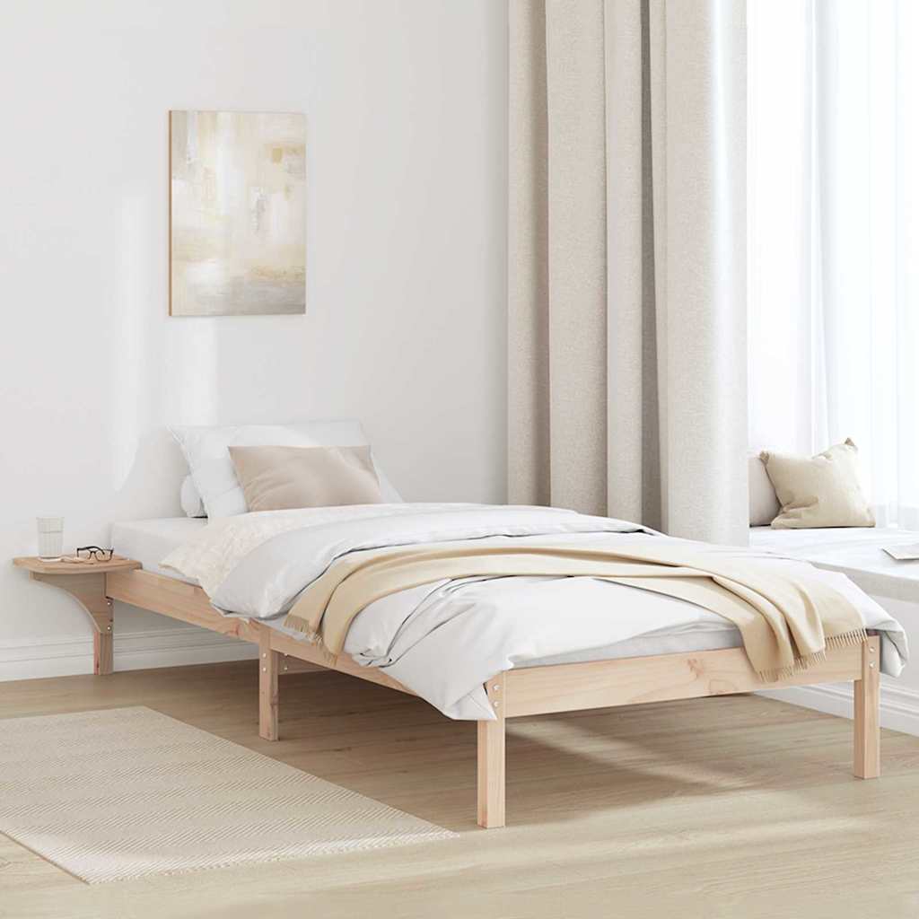 Natural Wooden Bed Frame 75 x 190 cm Solid Pine Wood