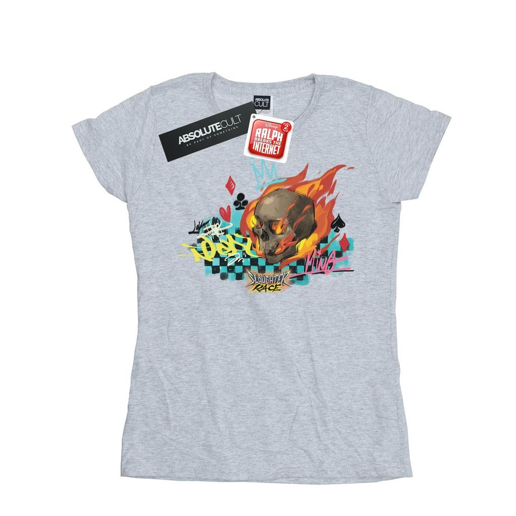 Disney Womens/Ladies Wreck It Ralph Race Skull Cotton T-Shirt