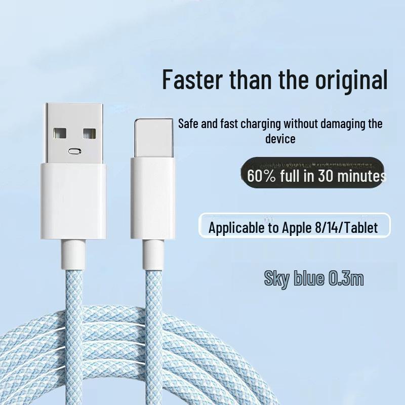 Сверхбыстрый плетеный кабель для зарядки для Huawei, Xiaomi, Apple и iPhone 15, совместимый с PD20W