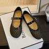 Sheepskin Mary Jane Shoes Casual Shoes Hollow Mesh Breathable Leather Shoes Flat-soled Shallow-mouth Women's Shoes