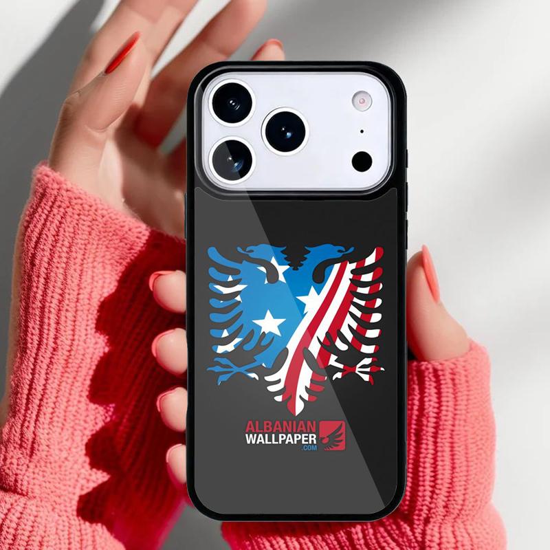 Чехол для телефона с орлом Флага Албании для iPhone 17 16 15 14 13 Pro Max Задняя крышка для 12 11 Pro Coque