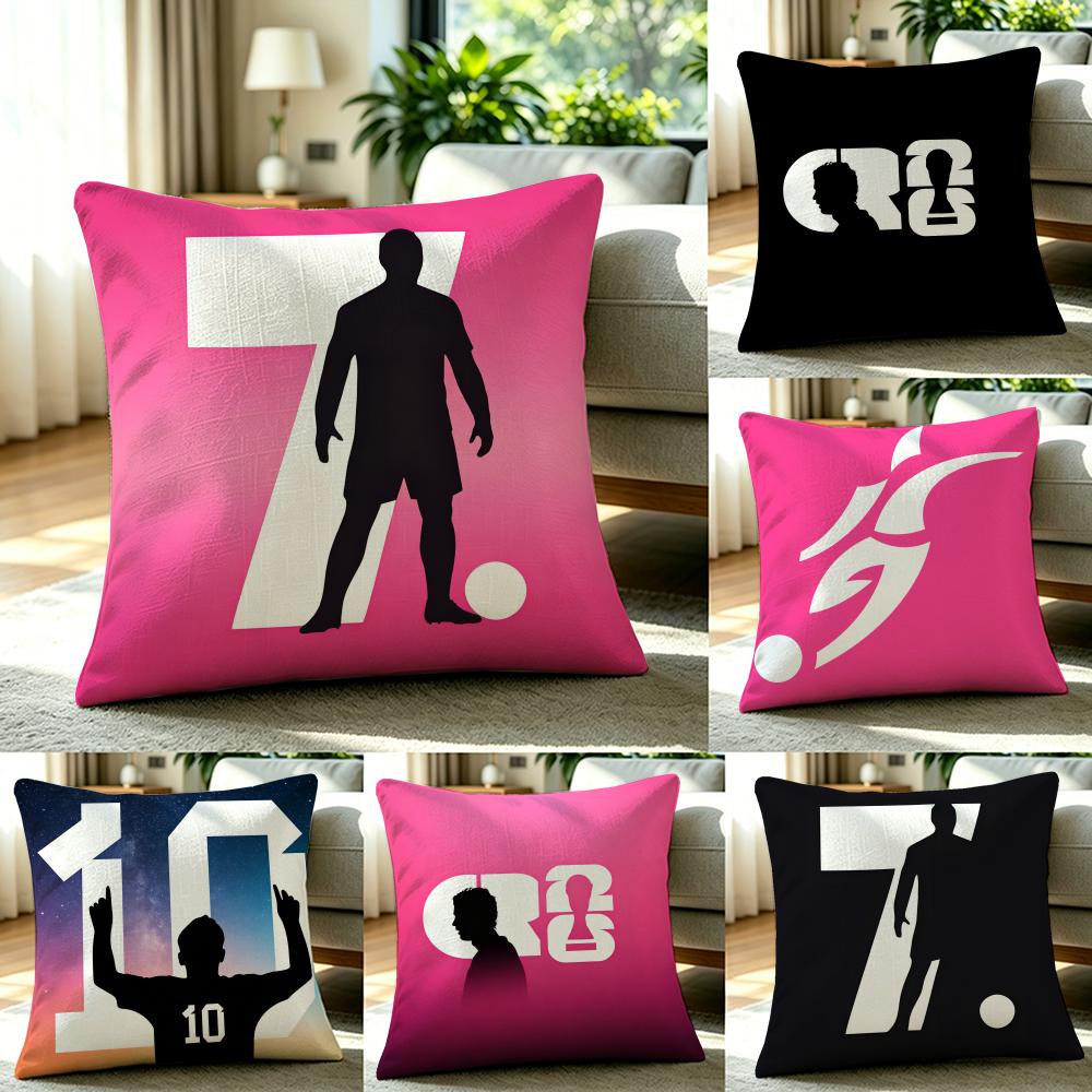 PFootball Stars Cushion Cover Natural Linen Pillowcase Set AllinOne Decor for Sofa Bedroom Chair